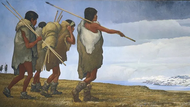 First Americans coming across the Artic land bridge